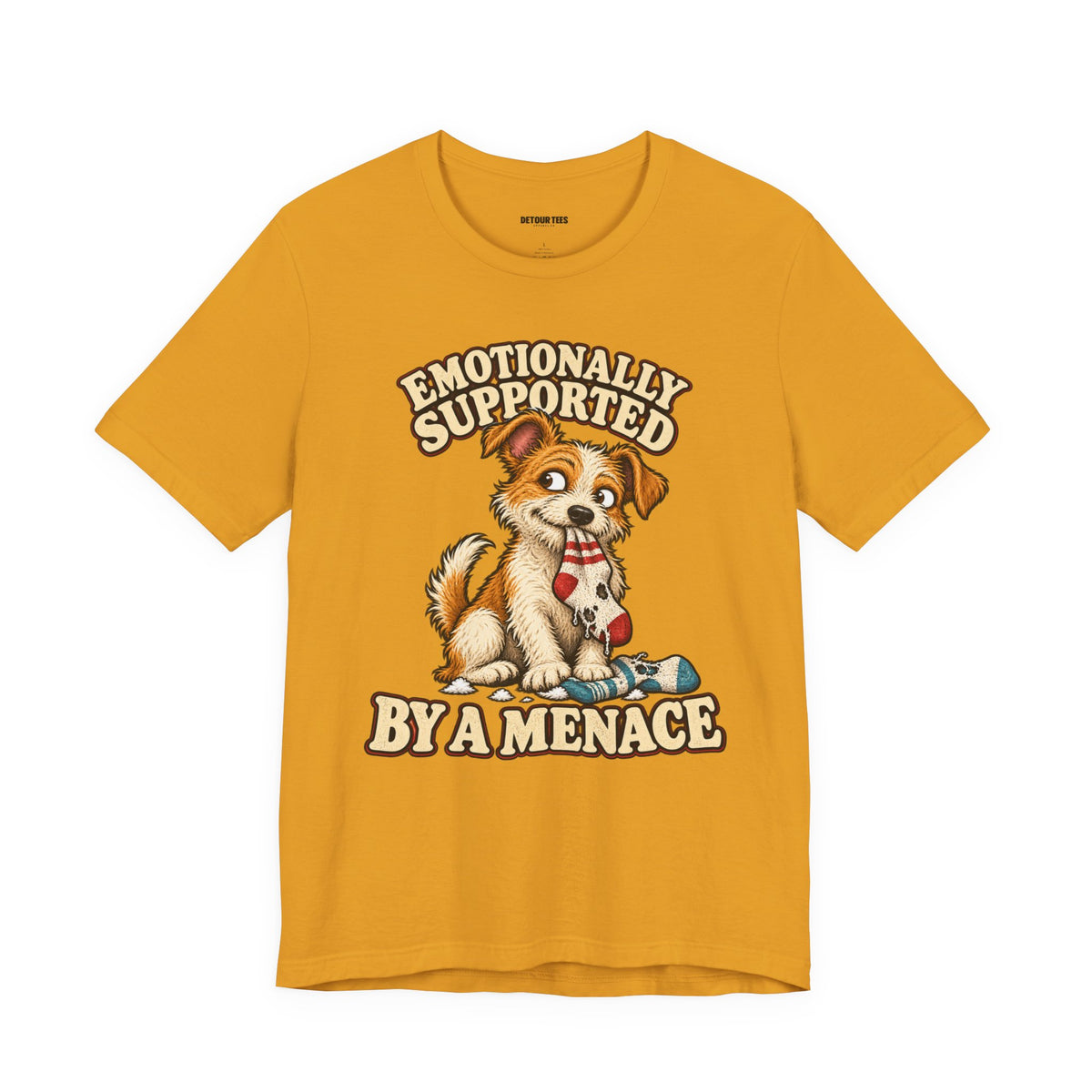 Emotionally Supported by a Menace Tee — Cute Puppy Graphic T‑Shirt