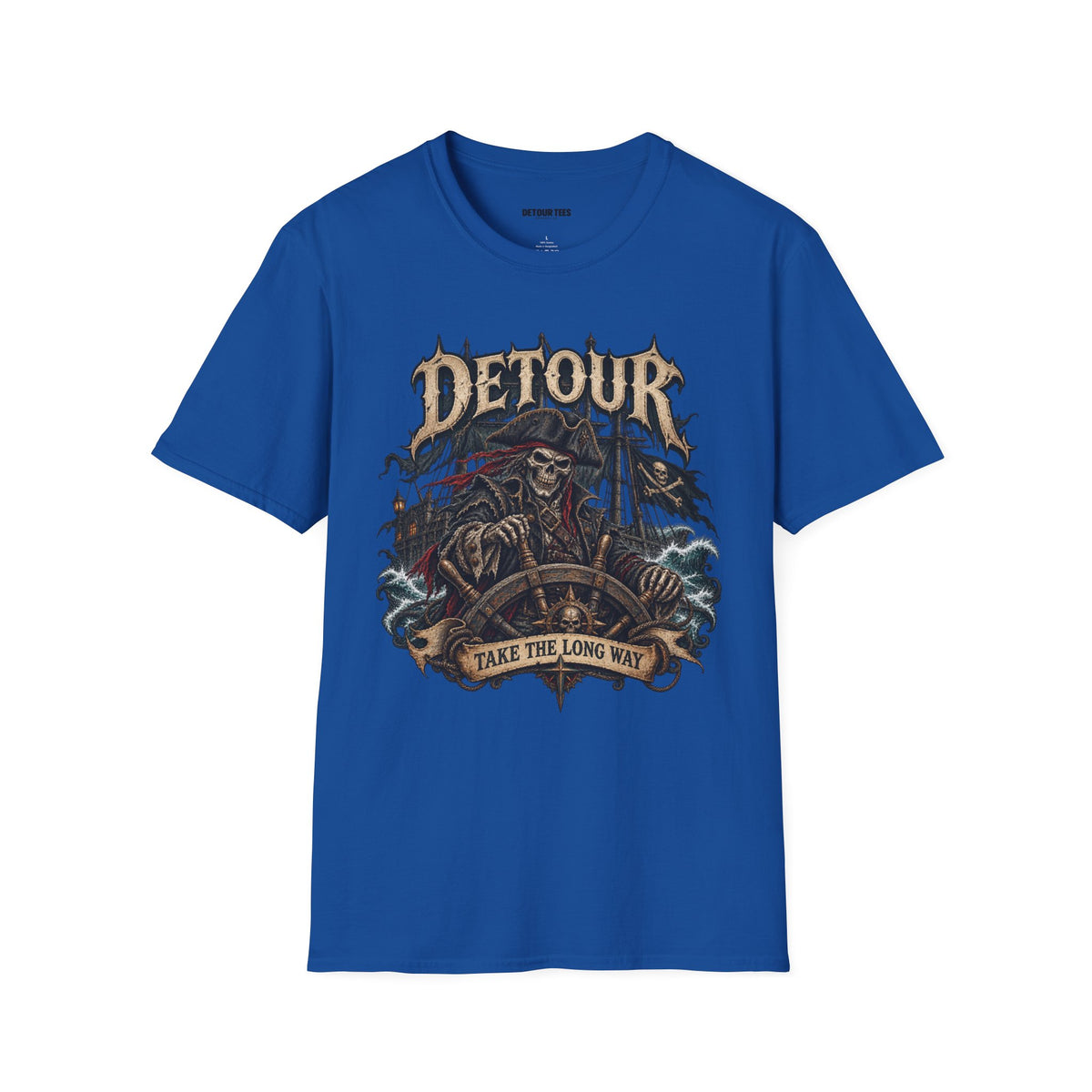 Detour Skull T-Shirt — "Take the Long Way" Vintage Biker Graphic Tee