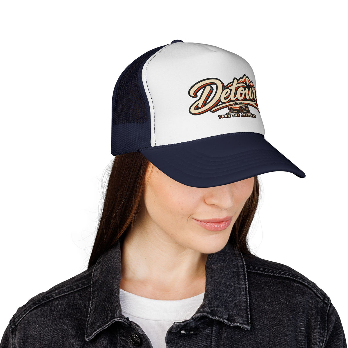 Detour Trucker Hat — Vintage Road Trip Mesh Cap