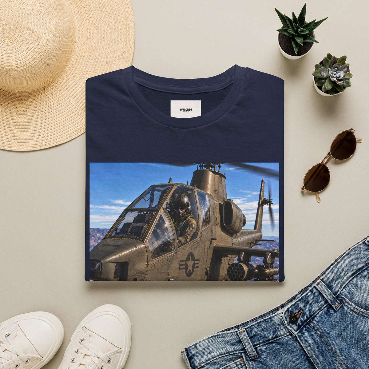 Attack Helicopter Graphic T‑Shirt – Military Aviation Photo Tee