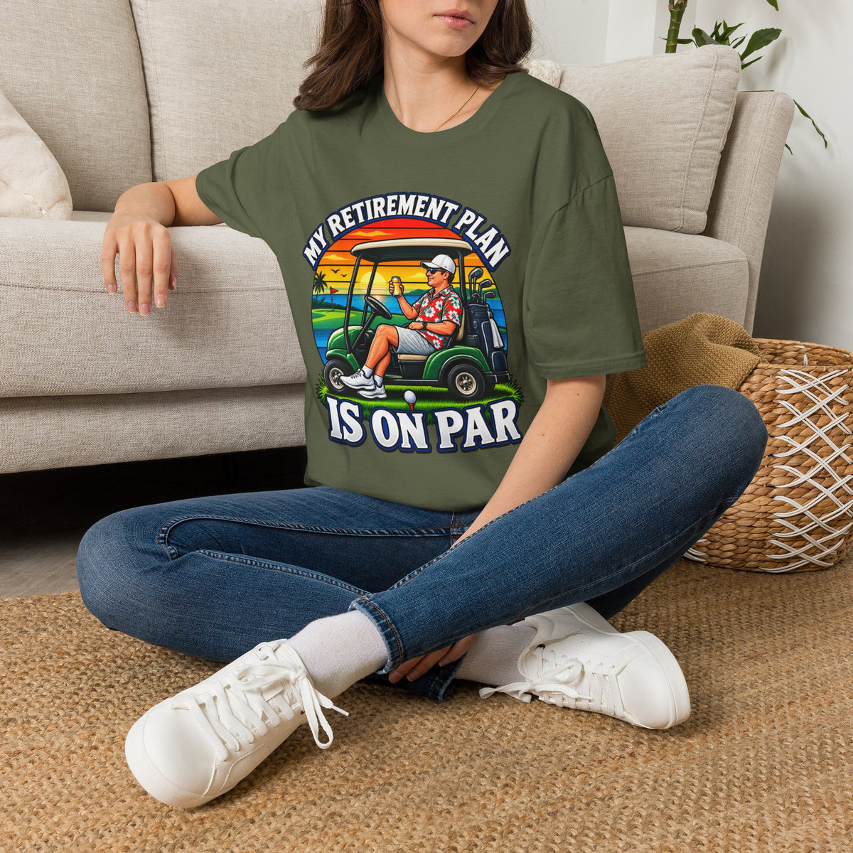Retirement Golf T-Shirt — “My Retirement Plan Is On Par” Vintage Golf Cart Design