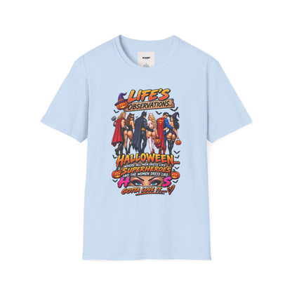 Halloween Superhero Pinup T-Shirt — "Life's Observations" Graphic Tee