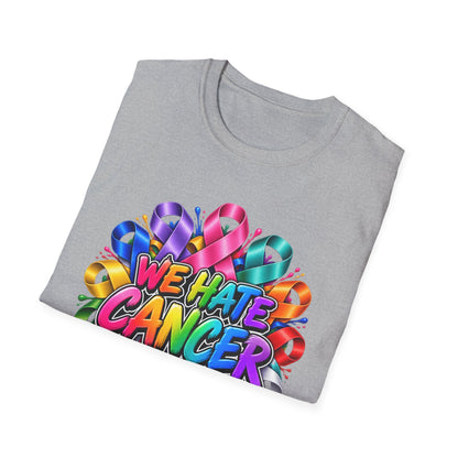 We Hate Cancer T-Shirt — Multicolor Cancer Awareness Ribbon Tee