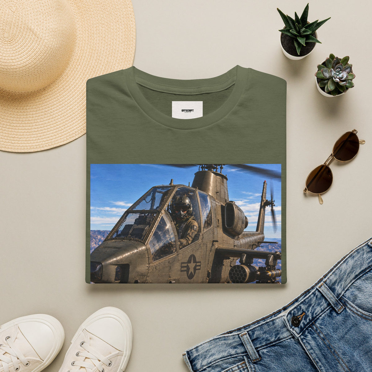 Attack Helicopter Graphic T‑Shirt – Military Aviation Photo Tee