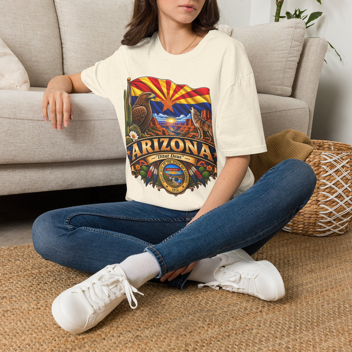 Arizona State T-Shirt — Desert Eagle & Coyote Flag Design