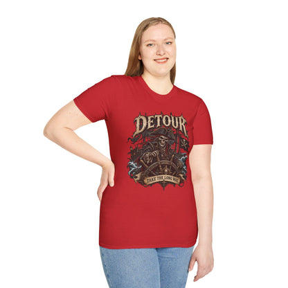 Detour Skull T-Shirt — "Take the Long Way" Vintage Biker Graphic Tee
