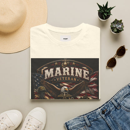 Marine Veteran T‑Shirt — Patriotic Eagle & American Flag Military Tribute