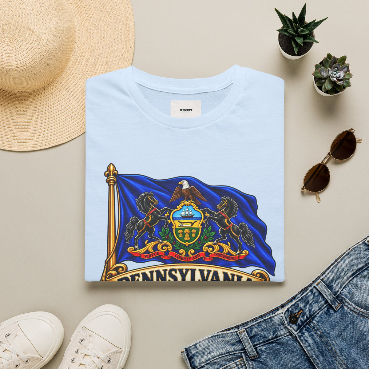 Pennsylvania Flag T‑Shirt — Vintage State Crest Tee