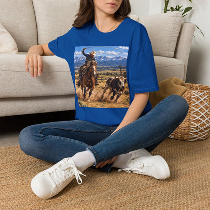 Cowboy Roping Photo T-Shirt — Western Ranch Scenic Tee