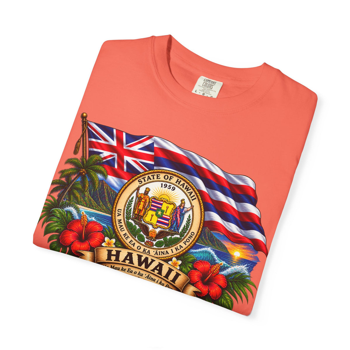 Hawaii State Seal Tee — Vintage Hawaiian Flag & Hibiscus T-Shirt
