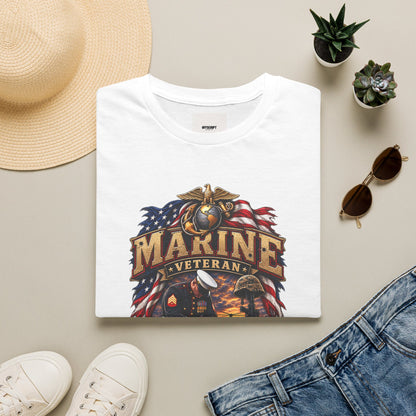 Marine Veteran T-Shirt — US Flag Eagle Emblem Military Tribute