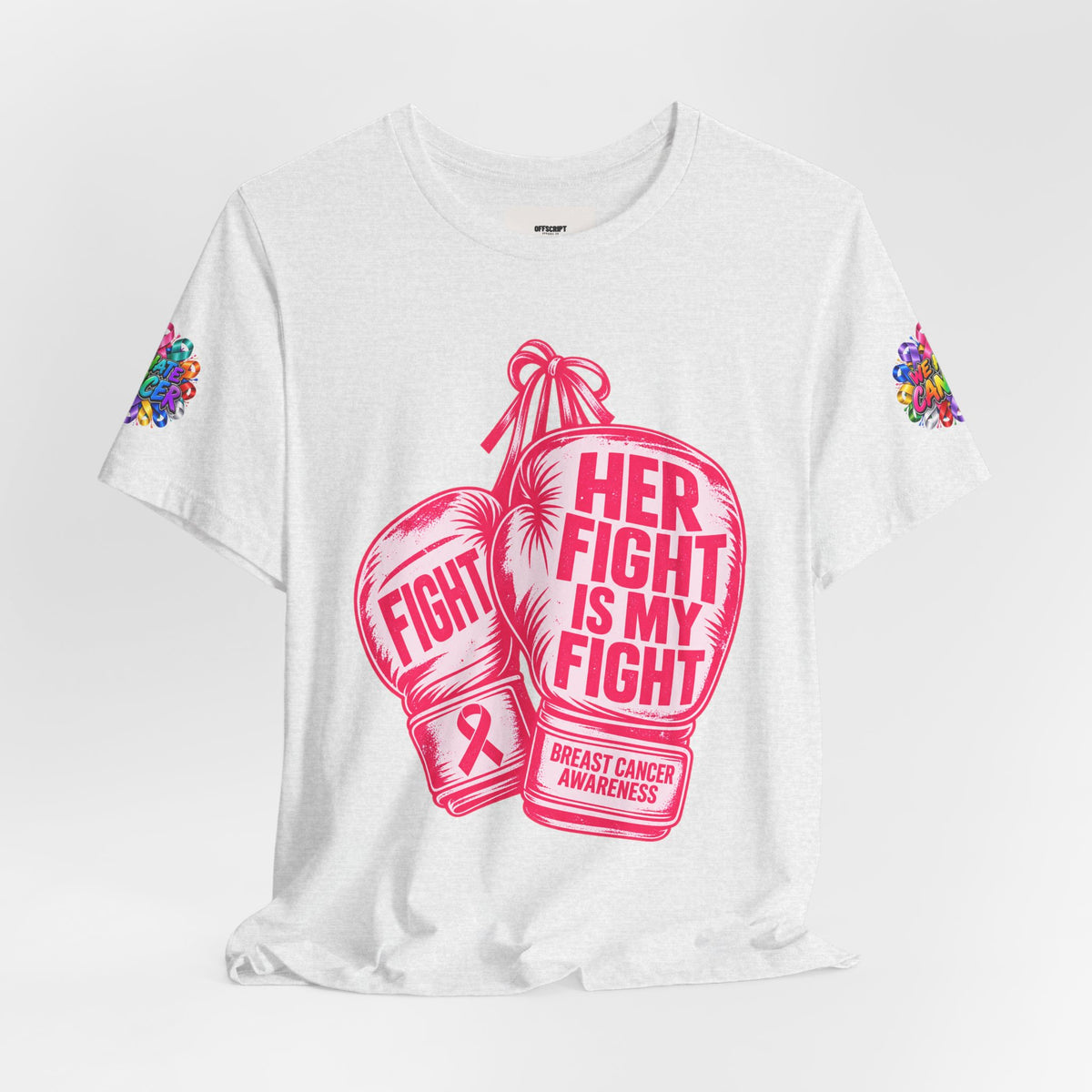 Breast Cancer Awareness Tee – “Her Fight Is My Fight” Boxing Gloves T-Shirt
