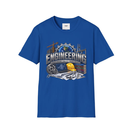 Engineering Graphic T-Shirt — STEM Design with Tools, Globe & 'Engineering' Text