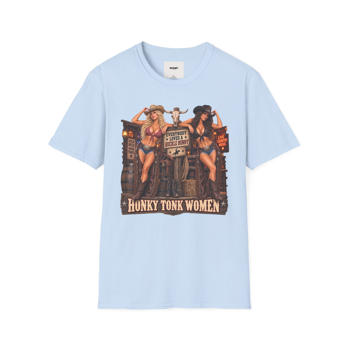 Cowgirl Pinup T-Shirt — "Bunny Tonk Women" Western Graphic Tee