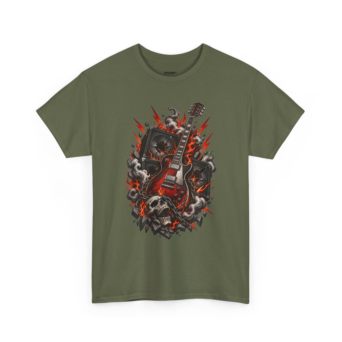 Electric Skull Guitar T‑Shirt — Rock & Metal Graphic Tee for Musicians and Fans