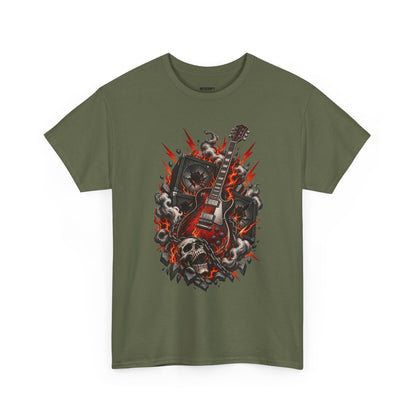 Electric Skull Guitar T‑Shirt — Rock & Metal Graphic Tee for Musicians and Fans