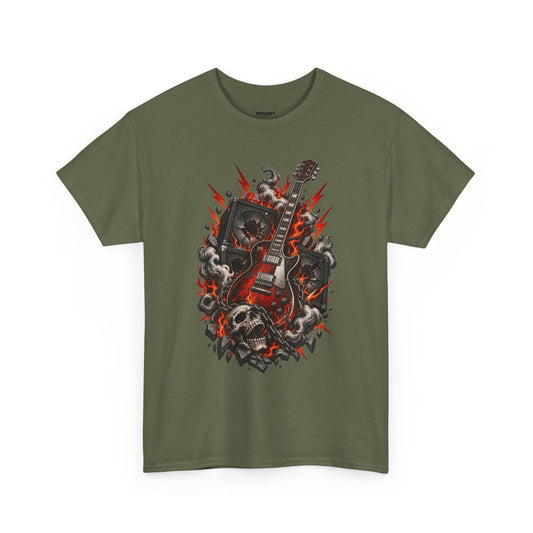 Electric Skull Guitar T‑Shirt — Rock & Metal Graphic Tee for Musicians and Fans