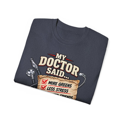 My Doctor Said… Play More Golf T‑Shirt — Funny Golf Checklist Tee