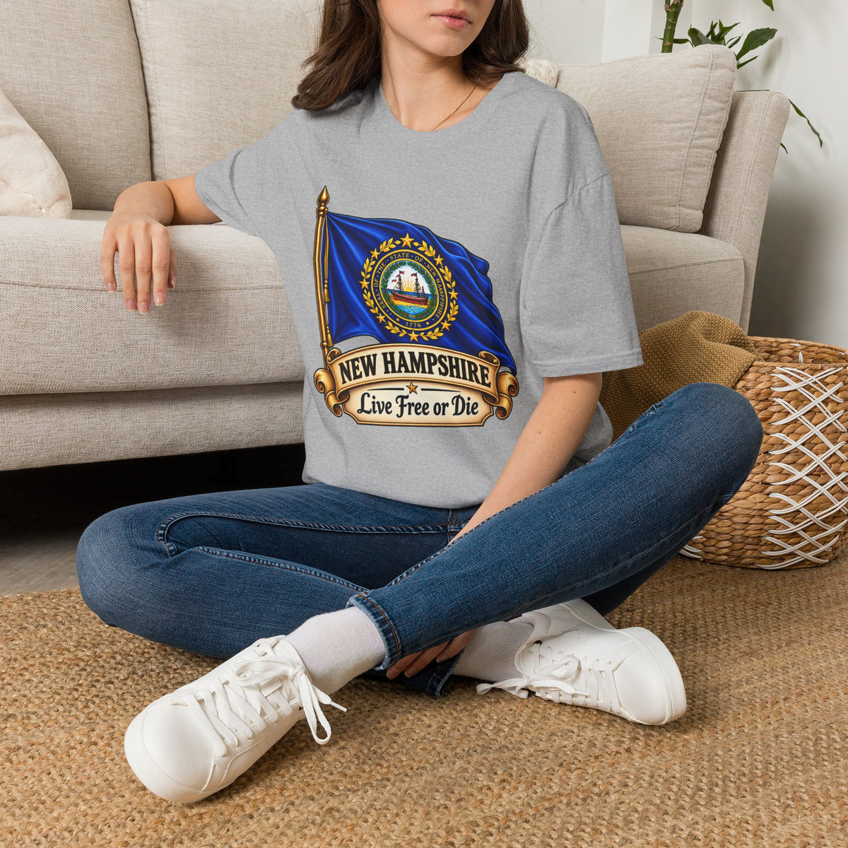 New Hampshire Flag T-Shirt — "Live Free or Die" State Pride Tee