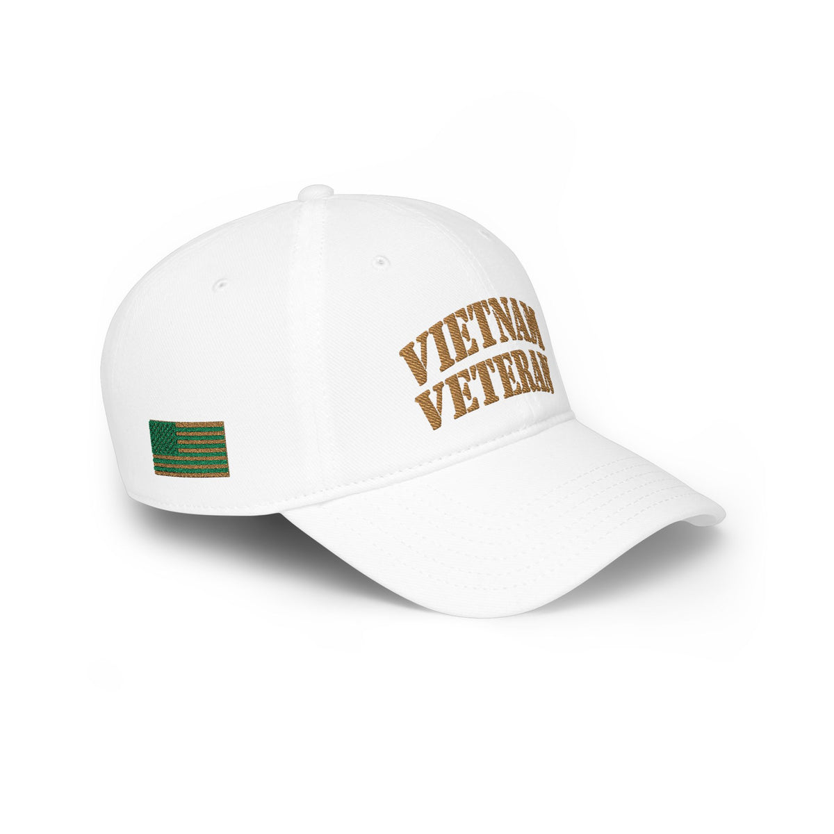 Vietnam Veteran Baseball Cap — Embroidered Gold Text Low Profile Hat for Veterans & Memorial Events