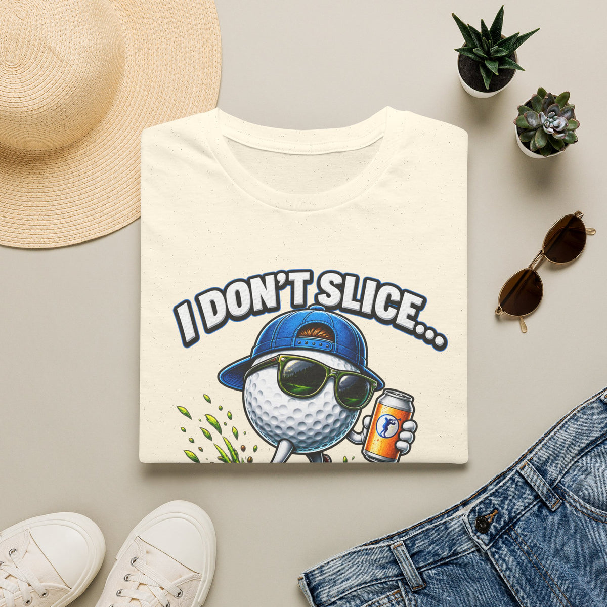 Golf T-Shirt — "I Don't Slice... I Create Scenic Detours" Funny Golfer Tee