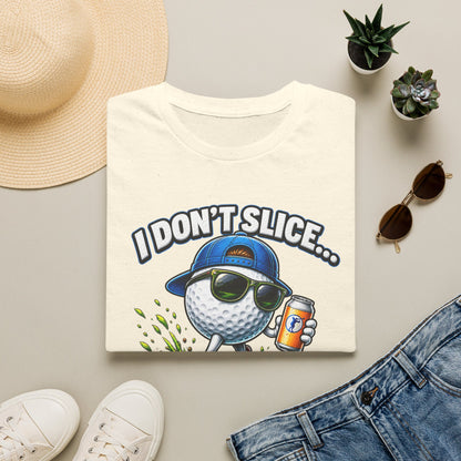 Golf T-Shirt — "I Don't Slice... I Create Scenic Detours" Funny Golfer Tee
