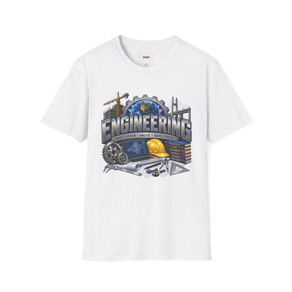 Engineering Graphic T-Shirt — STEM Design with Tools, Globe & 'Engineering' Text