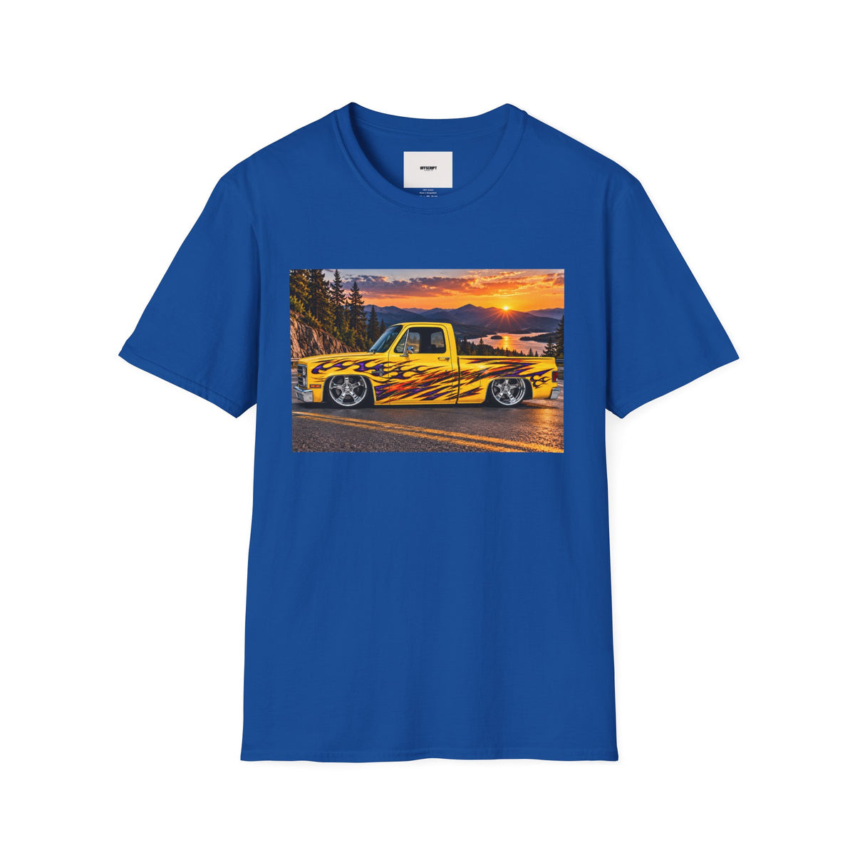 Yellow Flame Pickup T-Shirt — Sunset Classic Truck Graphic Tee