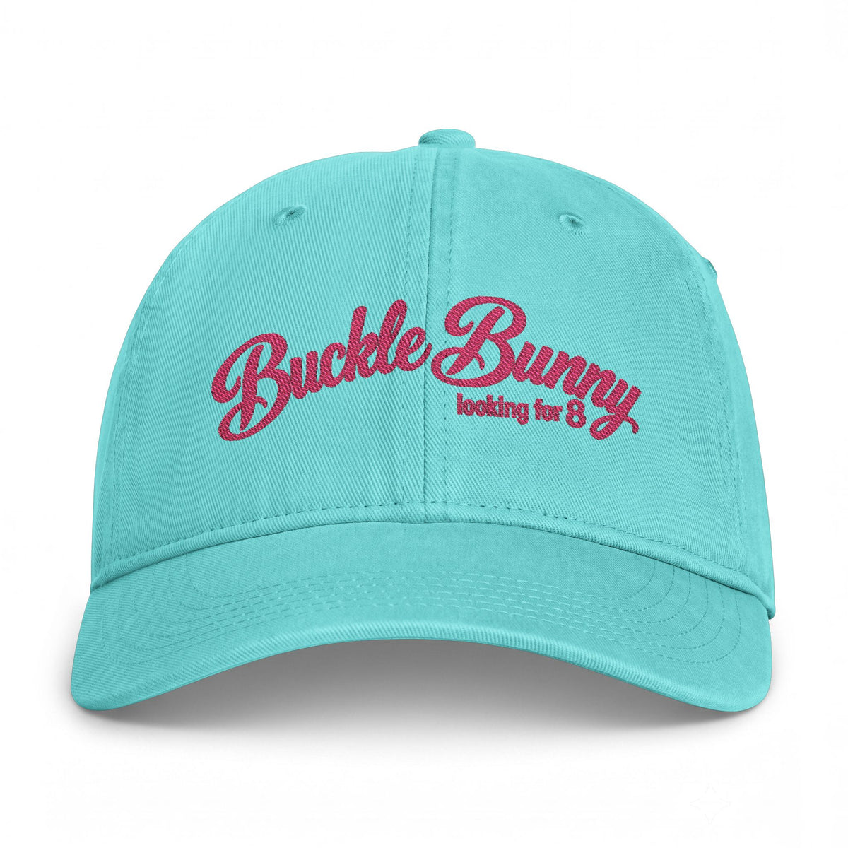 Coastal Washed Cap — Pink Script "Buckle Bunny" Embroidered Baseball Hat