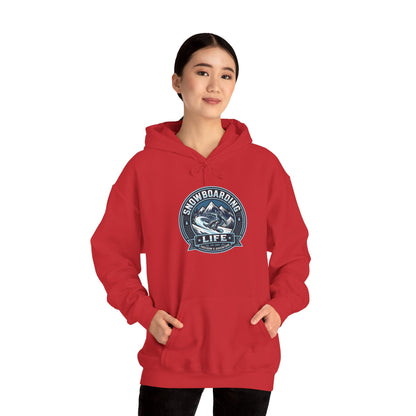 Snowboarding Hoodie – "Snowboarding Life" Graphic Pullover with Backboarder Illustration