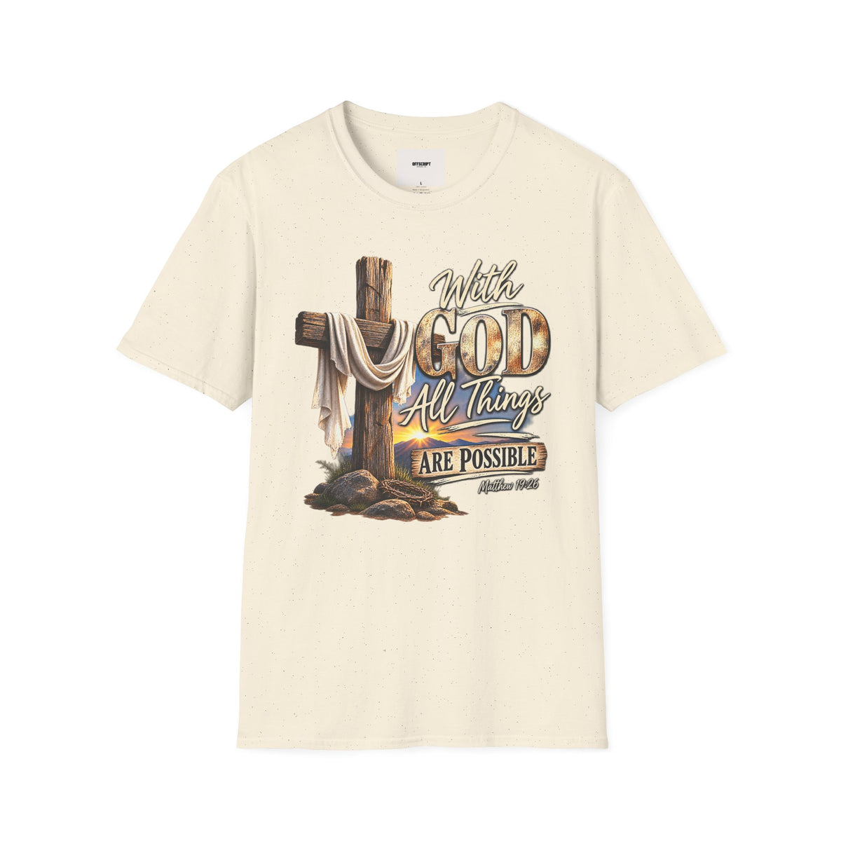 With God All Things Are Possible T‑Shirt — Christian Cross Faith Shirt