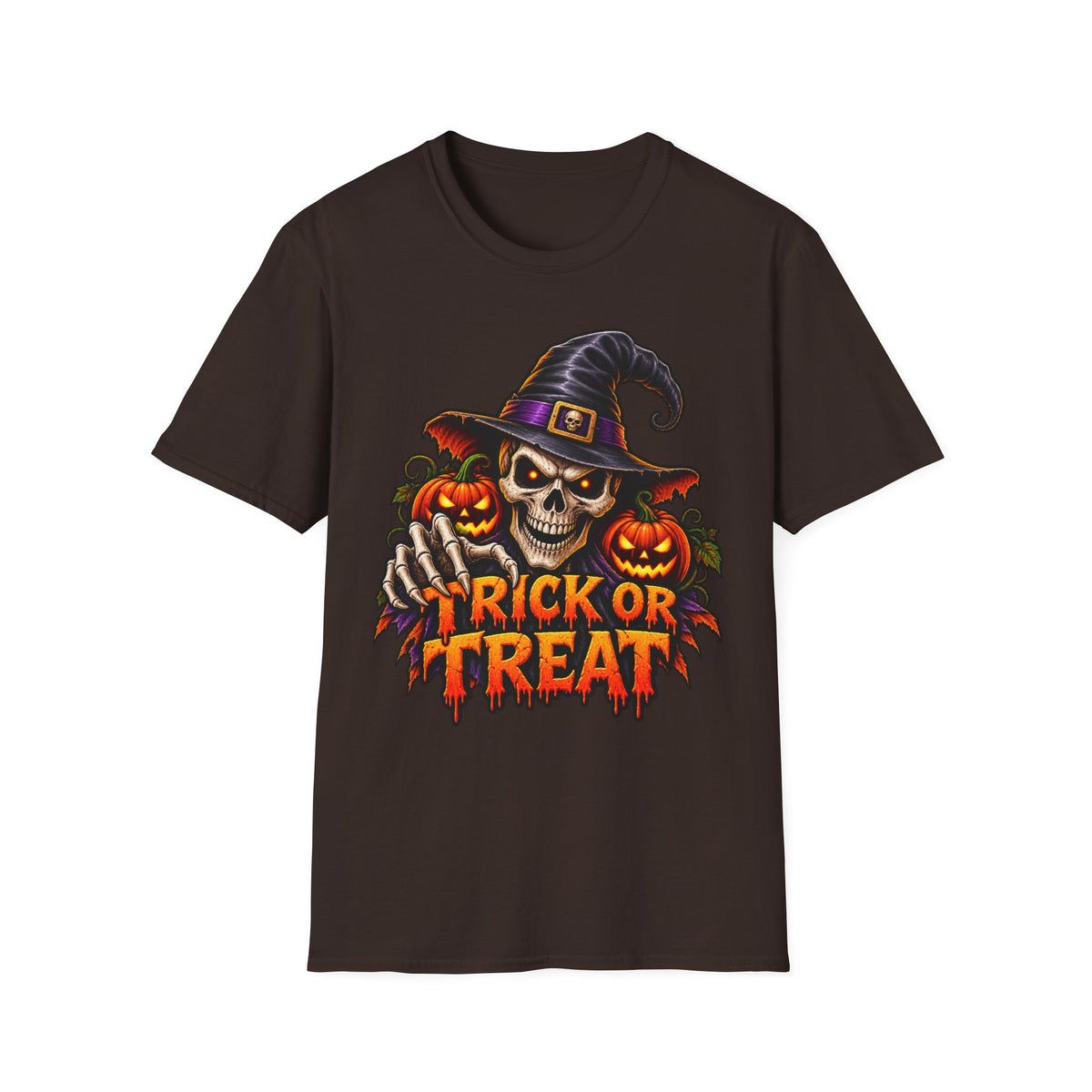 Halloween Skull Witch T-Shirt — Trick or Treat Pumpkin Graphic Tee