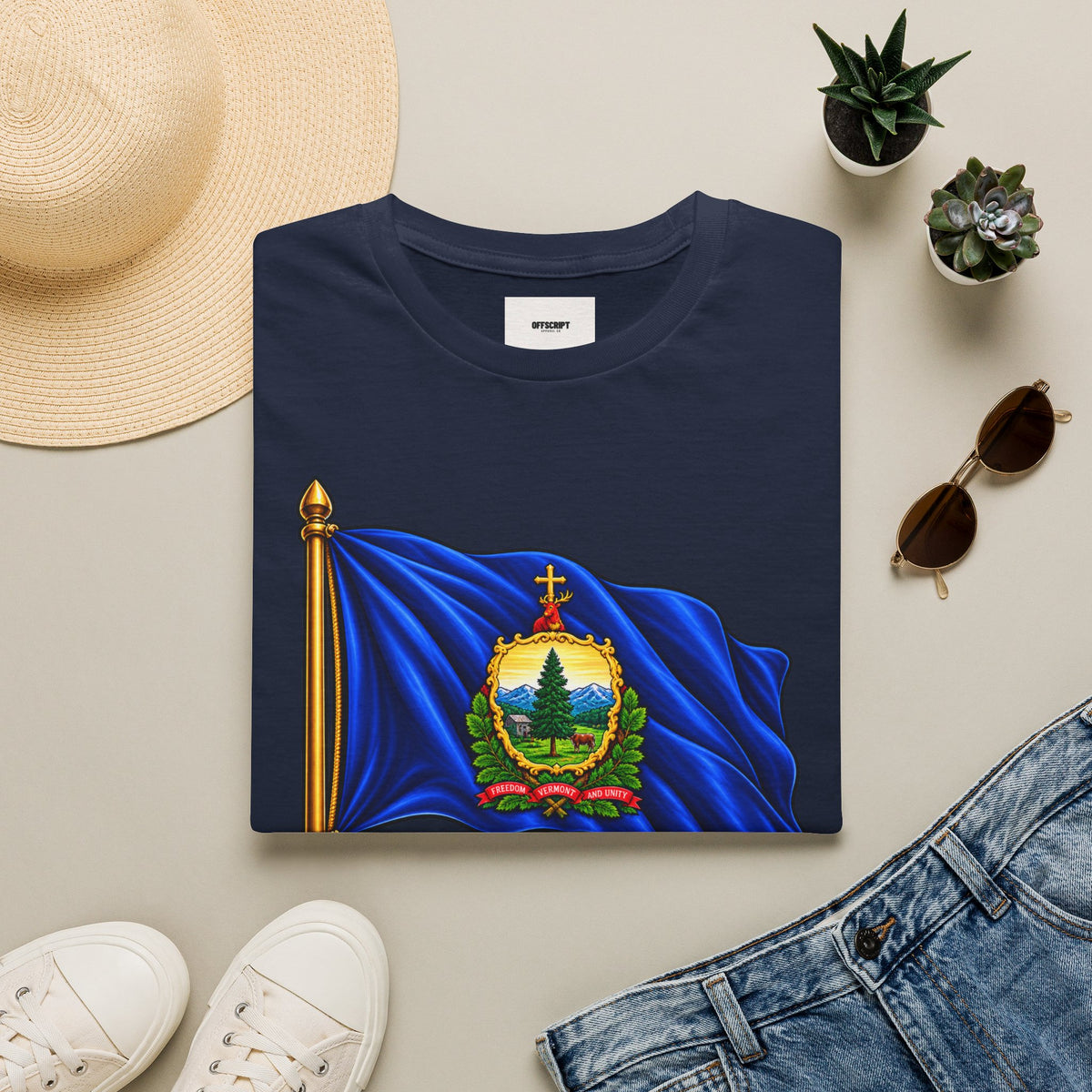 Vermont State Flag T‑Shirt — 'Freedom and Unity' Emblem Tee