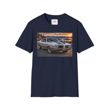 Classic Muscle Car Sunset T-Shirt — Vintage Oldsmobile Photo Tee