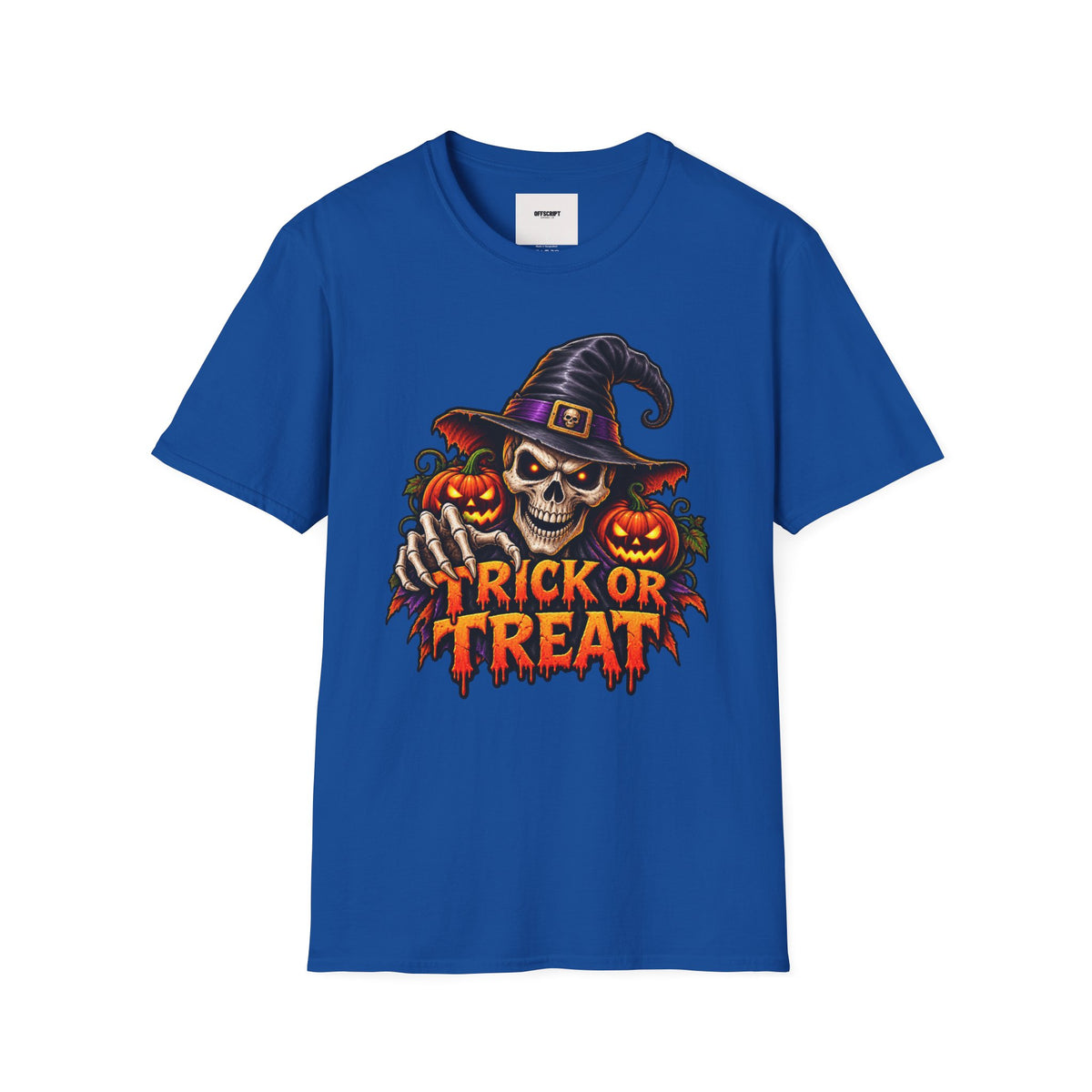 Halloween Skull Witch T-Shirt — "Trick or Treat" Pumpkin Tee