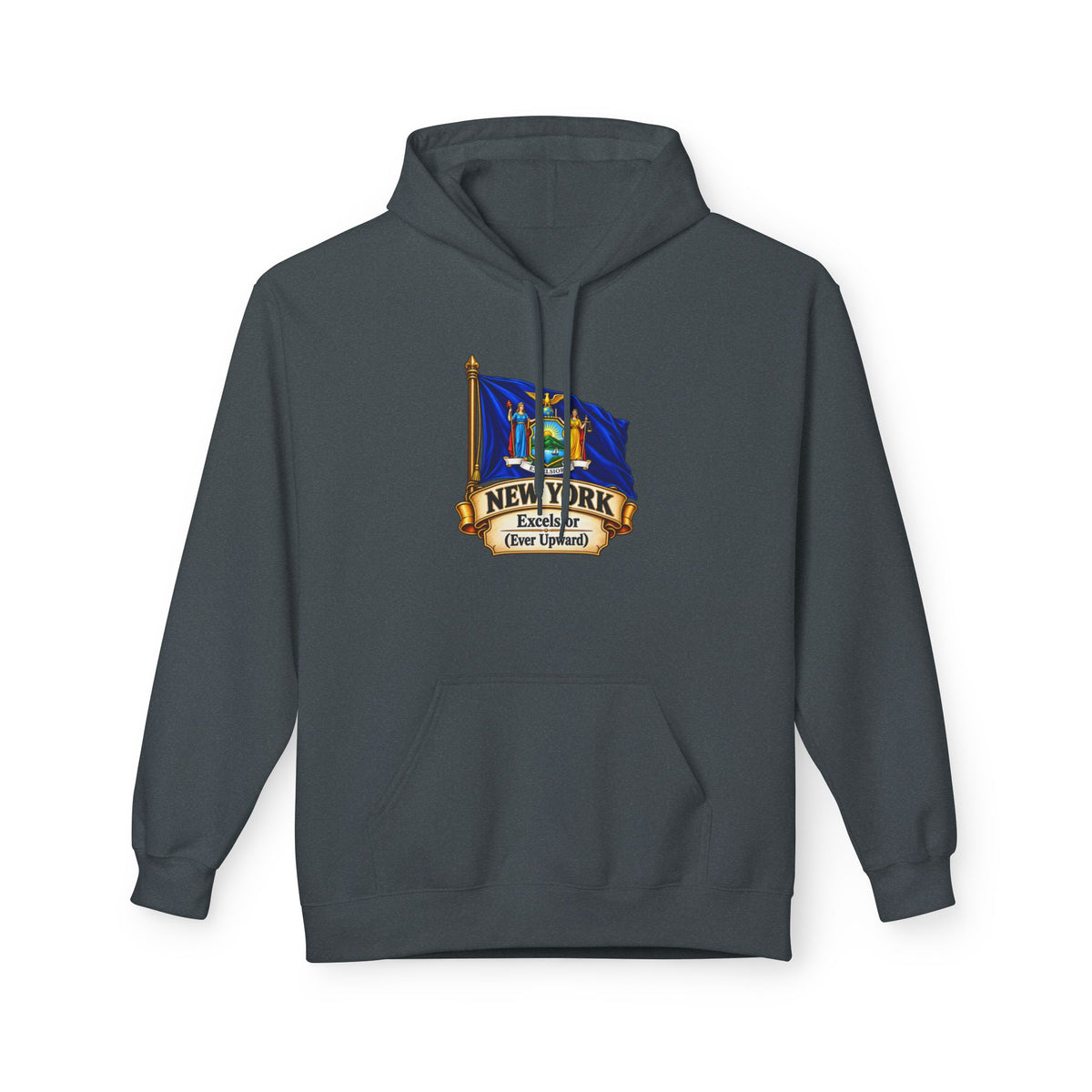 New York State Flag Hoodie – "Excelsior (Ever Upward)" Graphic Pullover