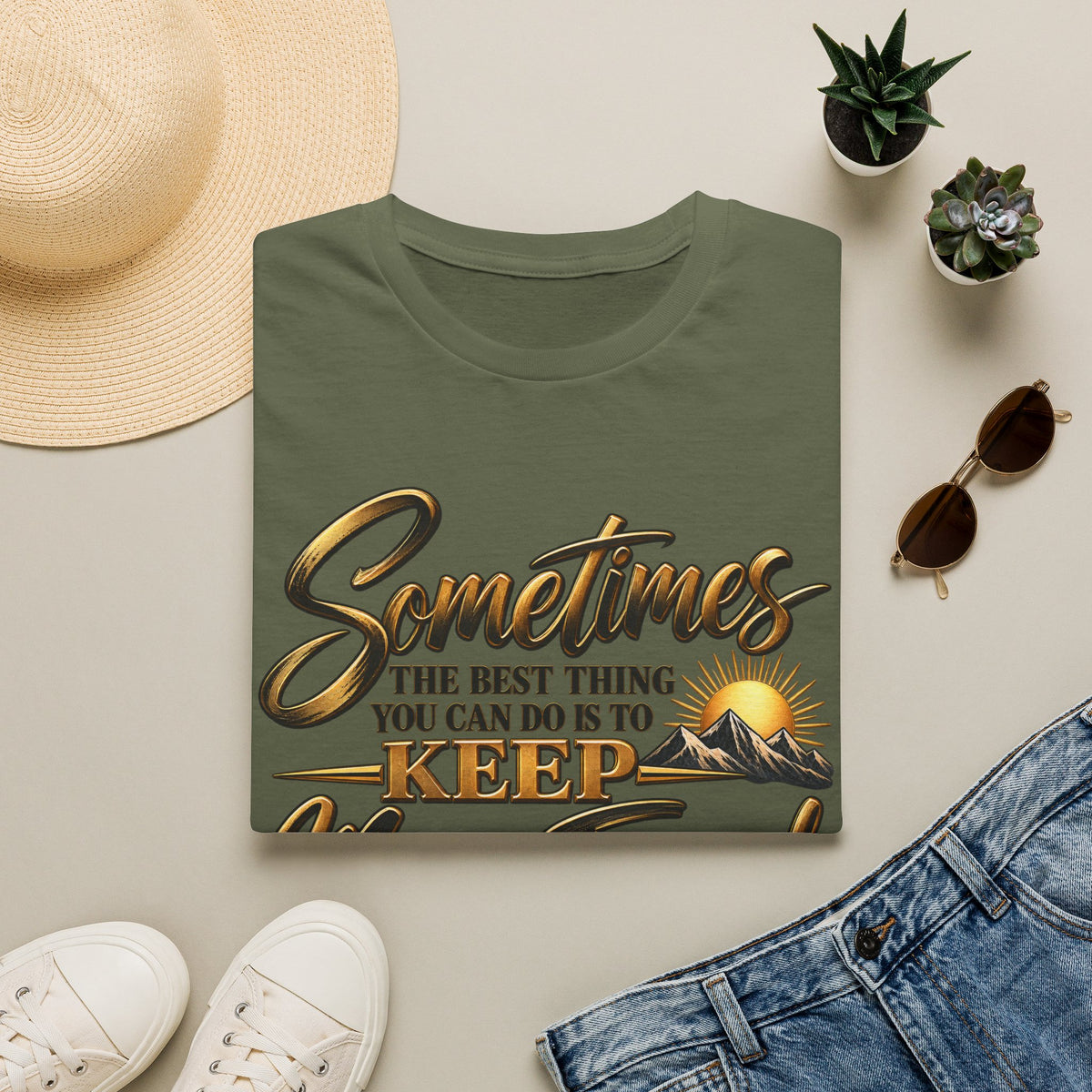 Sometimes Keep Moving Forward T-Shirt — Motivational Sunrise Graphic Tee