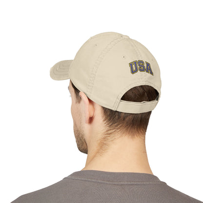 Veteran Embroidered Distressed Dad Hat — USA Honor Gratitude
