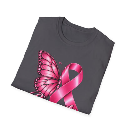Pink Ribbon Butterfly Breast Cancer Awareness T-Shirt | Support Ribbon Tee