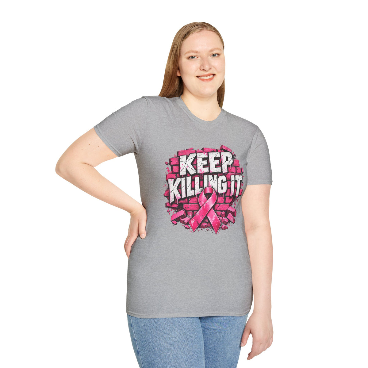 Keep Killing It pink ribbon T-Shirt | Breast Cancer Awareness, Motivational Graphic