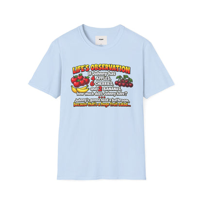 Life’s Observation Fruit Puzzle T-Shirt — Funny Johnny Math Joke Tee