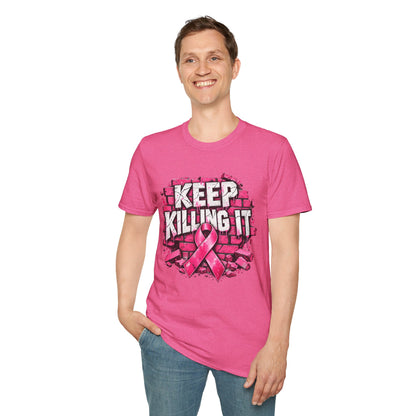 Keep Killing It pink ribbon T-Shirt | Breast Cancer Awareness, Motivational Graphic