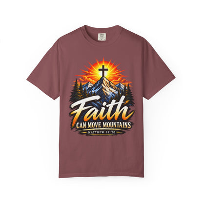 Faith Can Move Mountains T-Shirt | Christian Cross Mountain Graphic