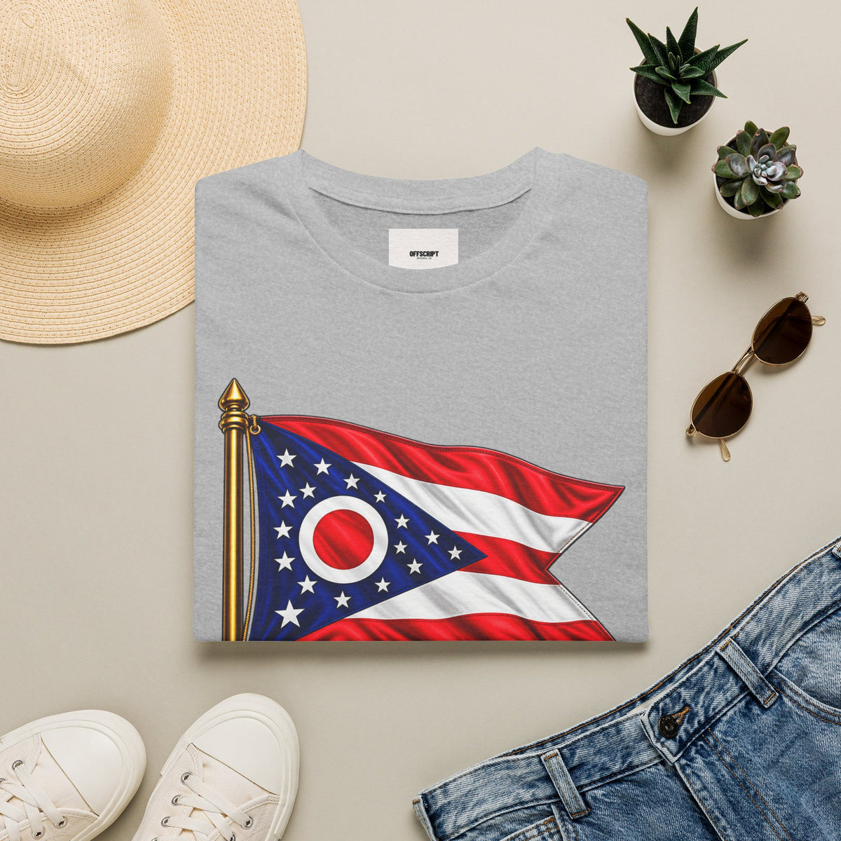Ohio Flag T-Shirt — "With God All Things Are Possible" Patriotic Tee