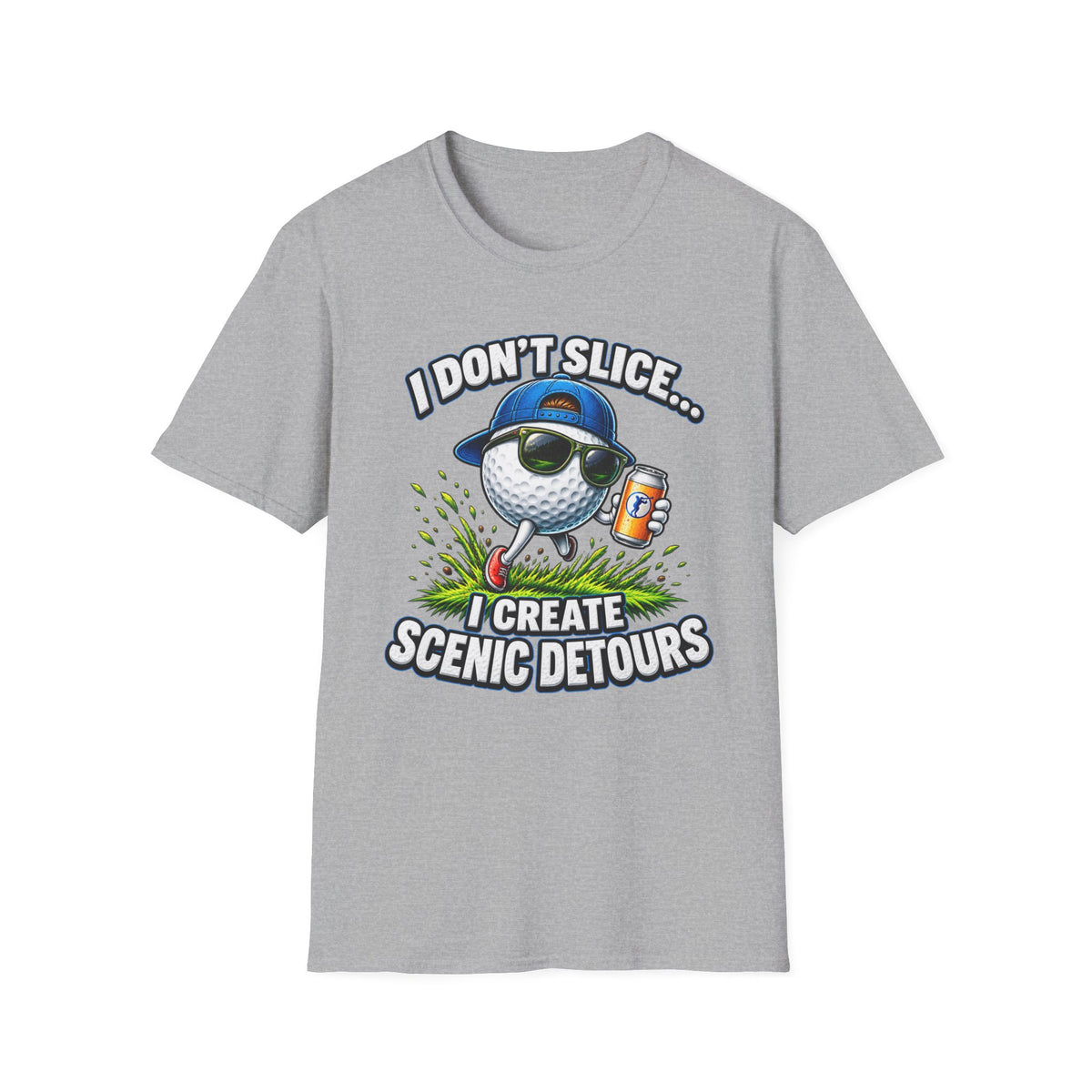 Golf T-Shirt — "I Don't Slice... I Create Scenic Detours" Funny Golfer Tee