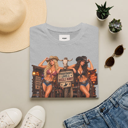 Cowgirl Pinup T-Shirt — "Bunny Tonk Women" Western Graphic Tee