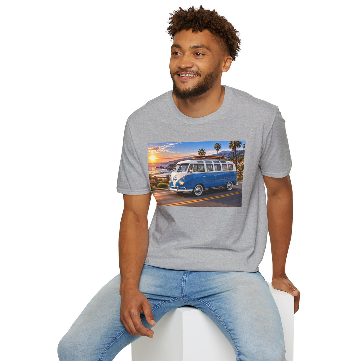 Vintage VW Bus T‑Shirt — Retro Surf Van Sunset Graphic Tee