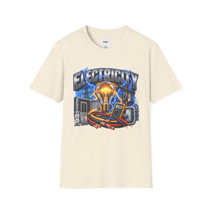 Electricity Graphic T-Shirt — Vintage Lightbulb Power Design