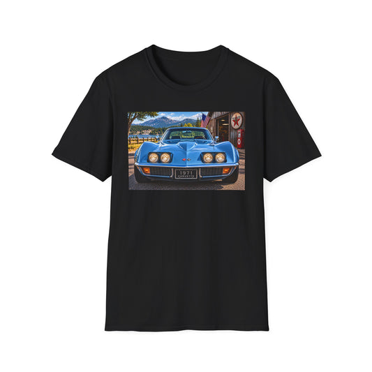 Classic 1971 Corvette T-Shirt — Vintage Blue Muscle Car Tee