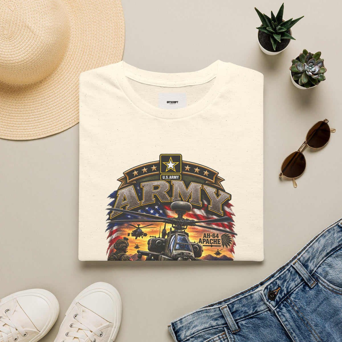 Army Veteran AH-64 Apache T-Shirt — Patriotic Military Helicopter Tee